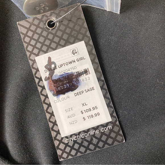 CITY CHIC 'Uptown Girl' Deep Sage Black Belted Midi Dress Plus Size XL AU 22 - Picture 6 of 13